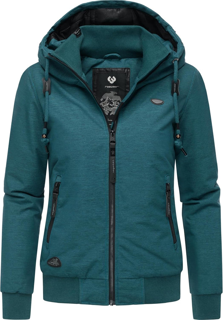 Ragwear Damen warme wasserdichte Winterjacke Outdoorjacke mit Kapuze Nuggie Melange XS-6XL XS Pine G