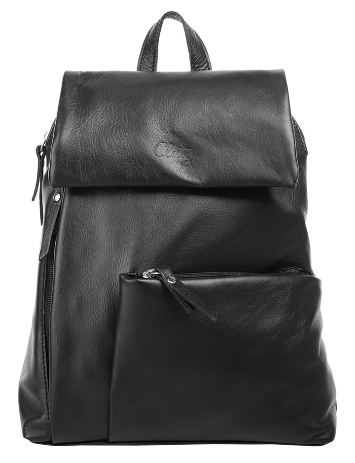Cluty City-Rucksack Echt Leder Damen - 020401 Schwarz, Schwarz