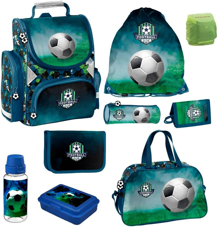 Familando Fussball Schulranzen 1. Klasse ergonomischer Tornister für Mädchen und Jungen Schultasche