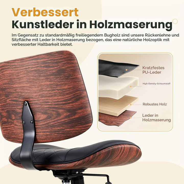 IWMH Bürostuhl Ohne Armlehnen, Schreibtischstuhl Mit Rollen, Kompakter Drehstuhl, Computerstuhl, Mod