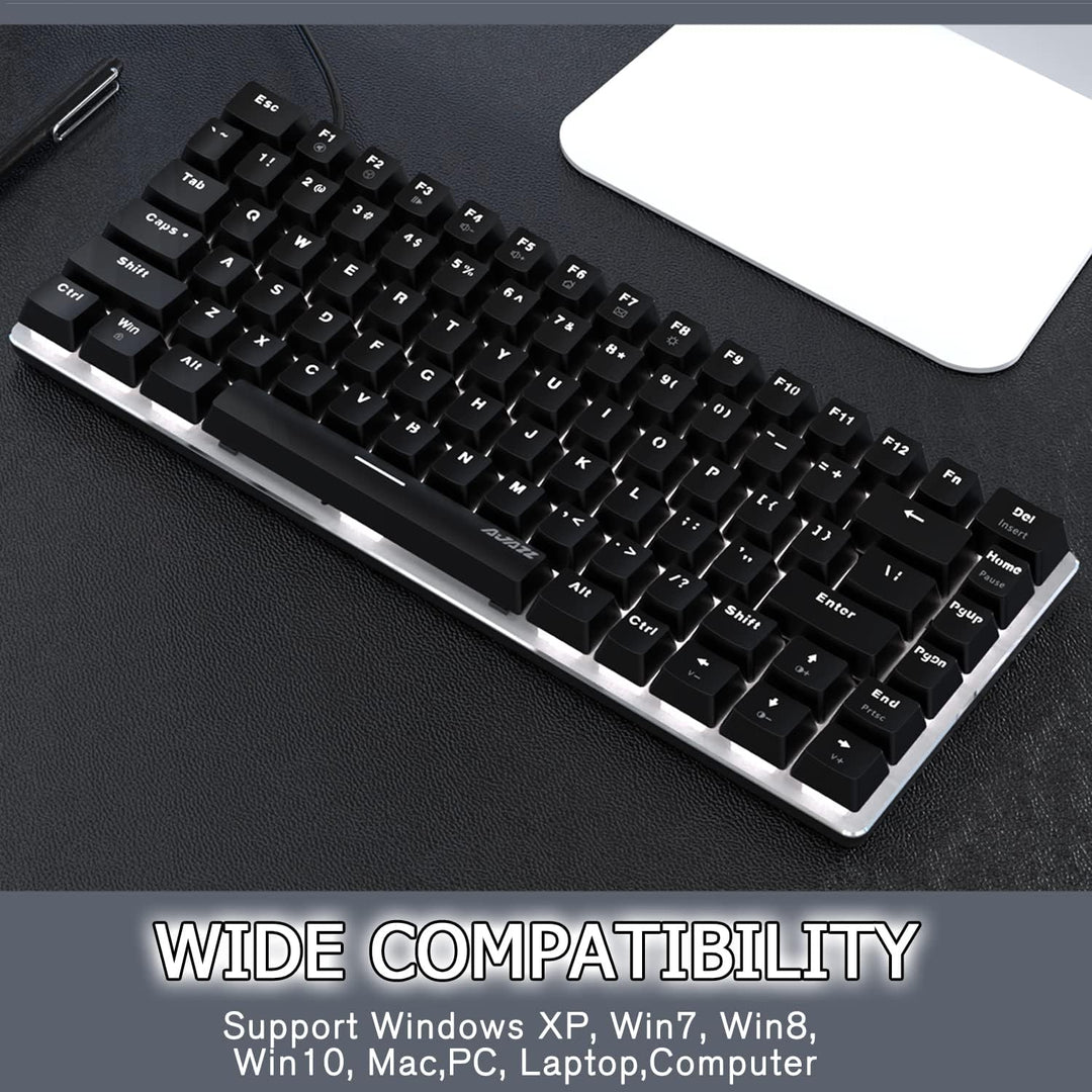 FELiCON AK33 Hotswapple Gaming-Tastatur, TKL 80% Mechanische Rote Schalter Keyboard mit weisse LED-B