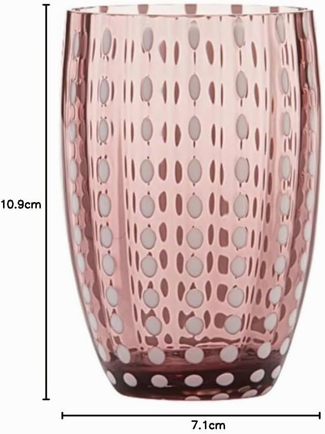 Zafferano Perle Glasbecher - Handgemachtes Buntglas, cl 32 h 109mm d 71mm - Set 6 Stück - (Amethyst)