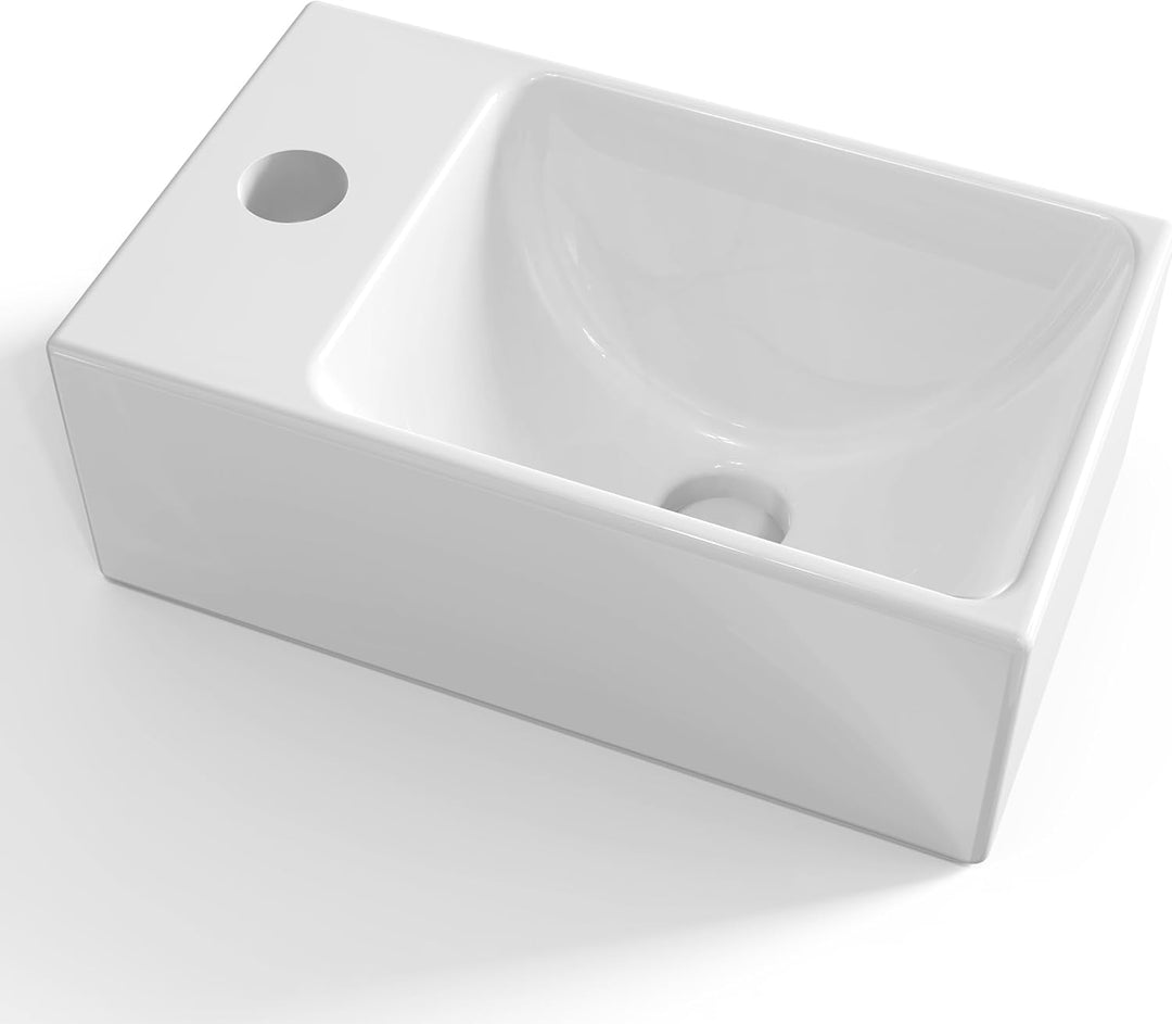 KES Waschbecken Handwaschbecken Rechteckig Waschschale Gäste WC Keramik Aufsatzwaschbecken Badezimme