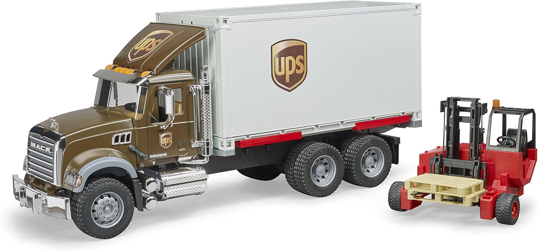 bruder 02828 - Mack Granite UPS Logistik-LKW inklusive Mitnahmestapler - 1:16 Versand & Logistik Fah