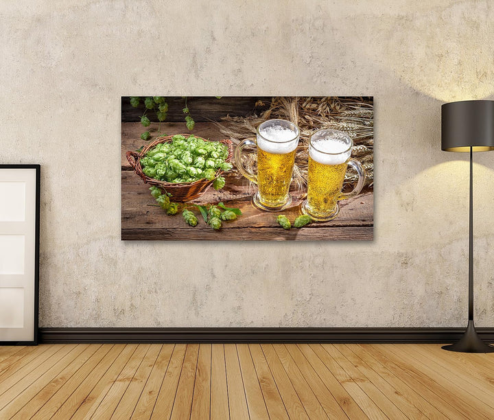 islandburner Bild auf Leinwand Gezapftes Bier Mit Hopfen Im Korb Bilder Wandbilder Poster Leinwand 8