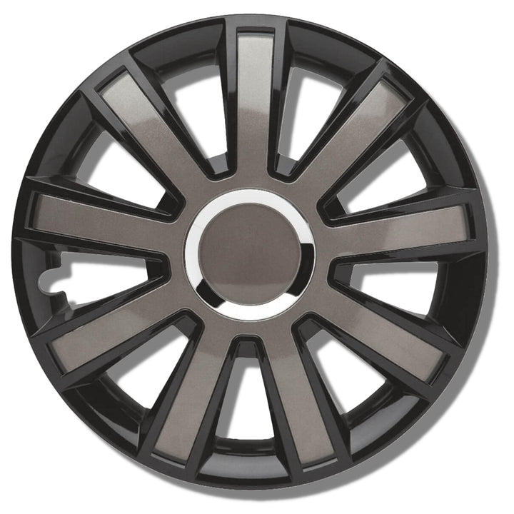 Albrecht 16 Zoll Radkappen schwarz/grau für Stahlfelgen - Flash Radzierblenden aus hochwertigem Kuns