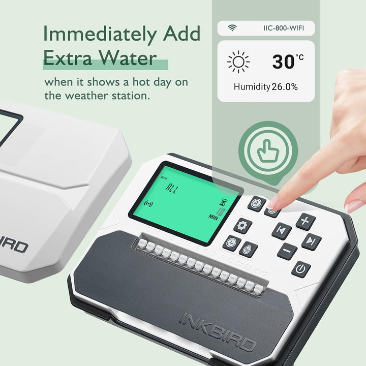 Inkbird bewässerungscomputer,IIC-800-WIFI 8 Zonen Programmiergerät Bewässerungssystem Saisonale Anpa