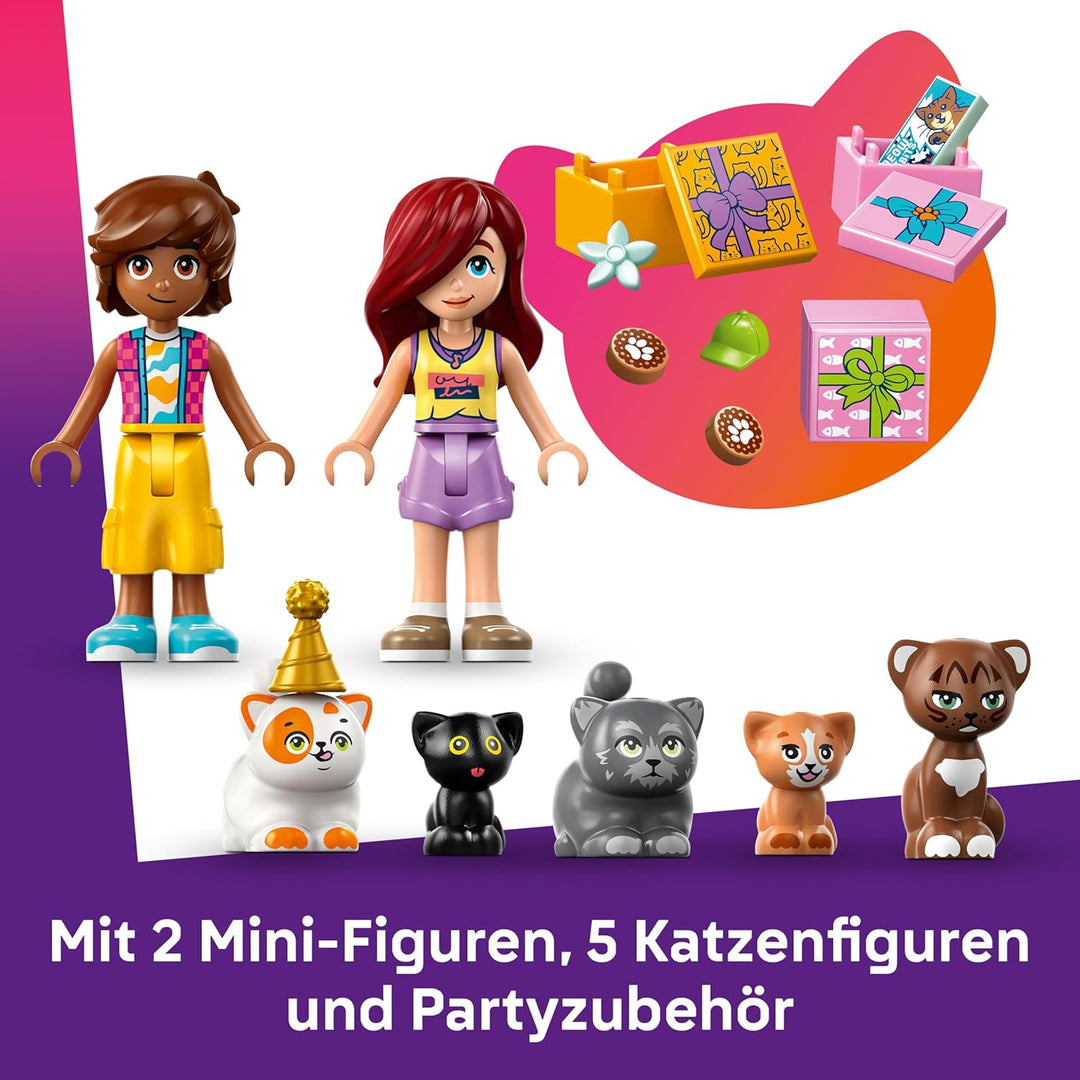 LEGO Friends Katzengeburtstagsparty & Baumhaus - Spielzeug mit 2 Minifiguren & 5 Tierfiguren -drehba