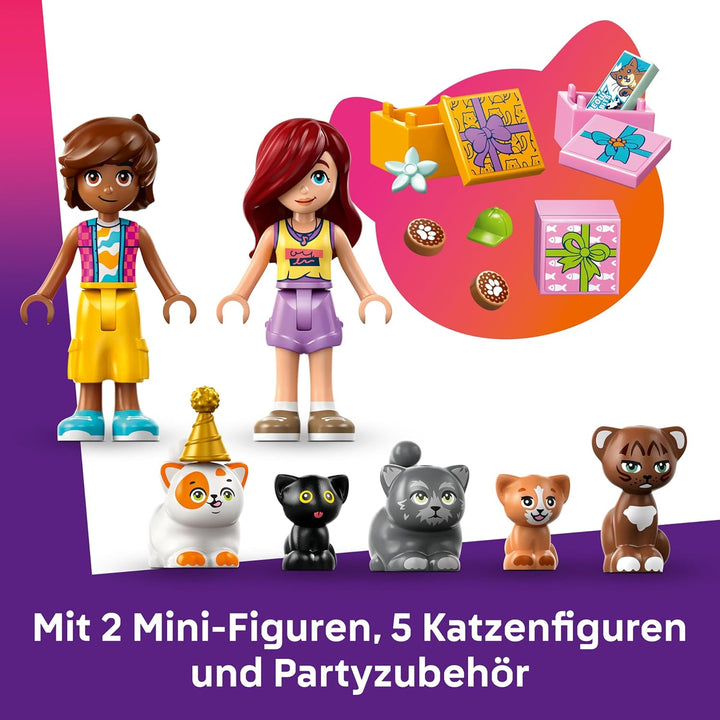 LEGO Friends Katzengeburtstagsparty & Baumhaus - Spielzeug mit 2 Minifiguren & 5 Tierfiguren -drehba