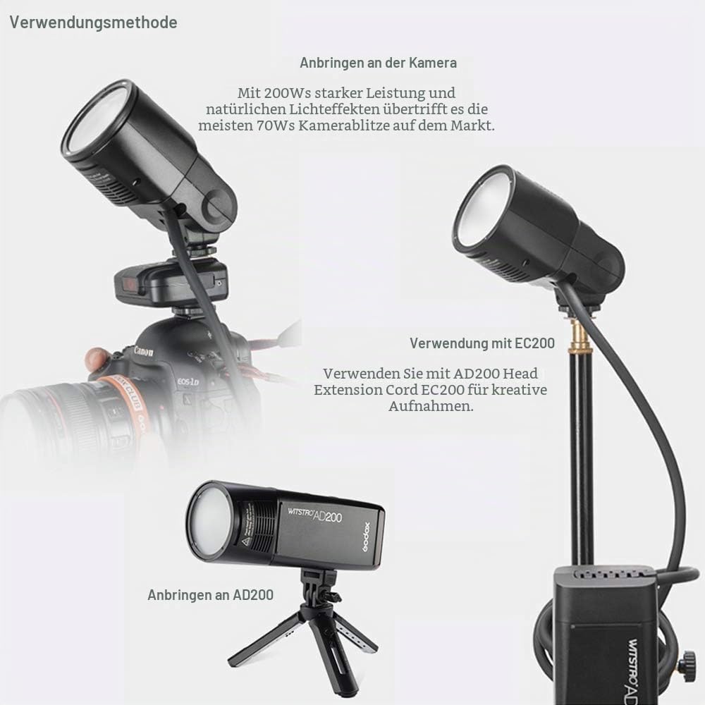 Godox H200R Ring Flash Head Kopf für Ringblitzkopf Godox AD200 AD200Pro, 200W Modellierungslampe Spi