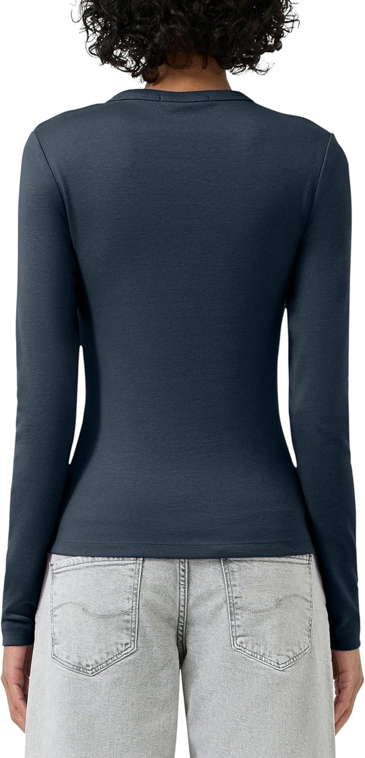 QS Damen Weiches Longsleeve Langarmshirt XL 5820_tiefblau, XL 5820_tiefblau