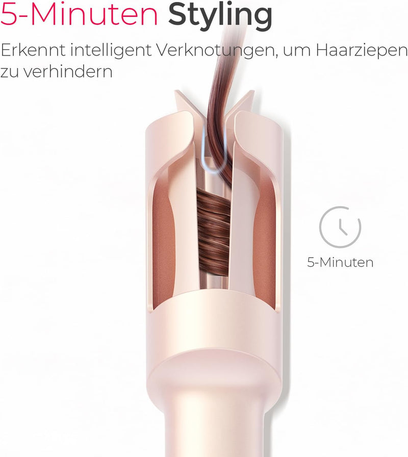 TYMO Curlgo Kabelloser Automatischer Lockenstab, Schnell Schnurlose Reise Lockenstäbe, 25mm, Wiedera