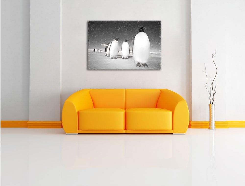 Pixxprint Kaiserpiguine in Antarktis Kunst/Format: 100x70cm / Leinwandbild fertig bespannt Wandbild