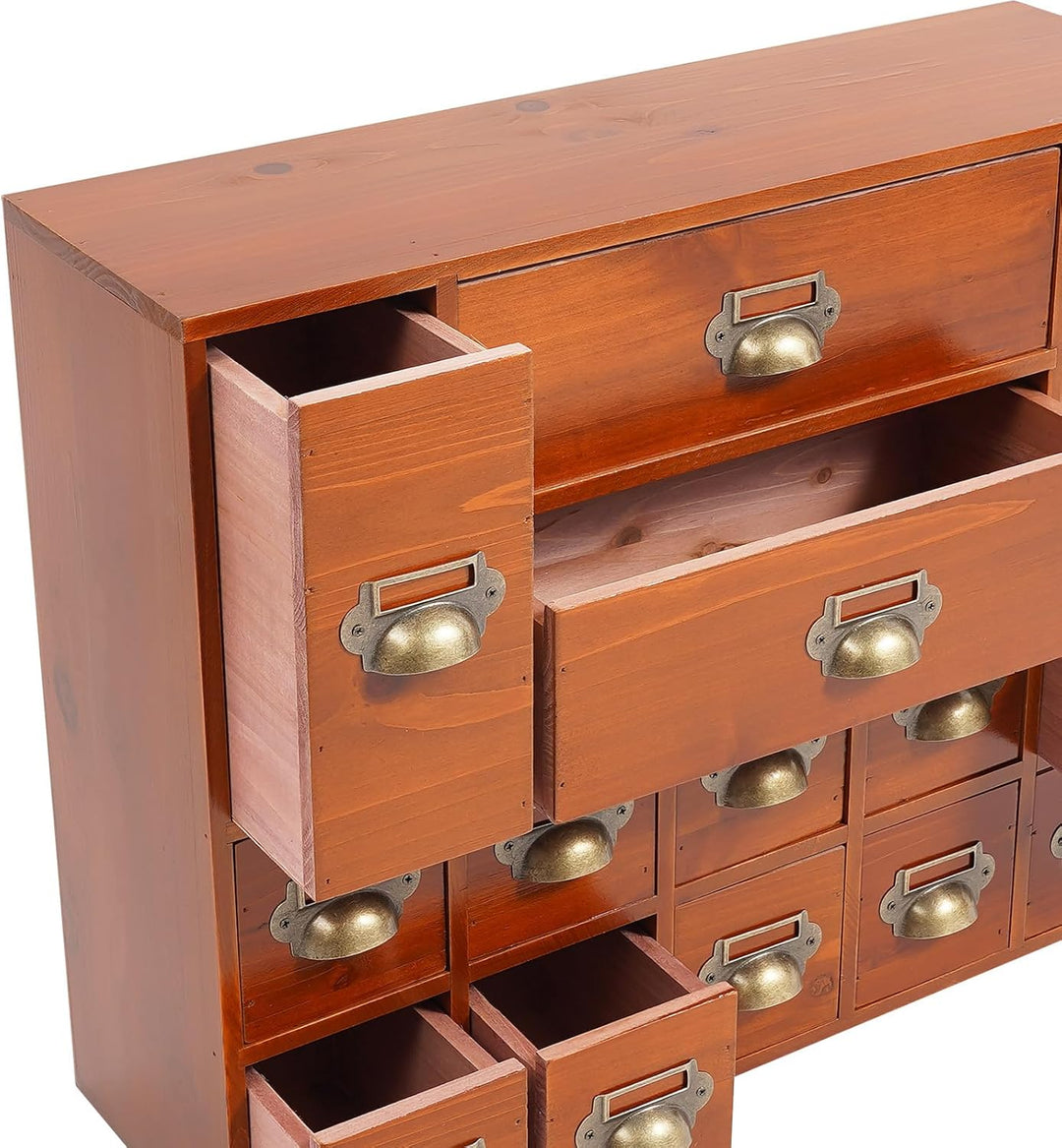 Mini Kommode mit 14 Schubladen, Vintage Schubladenbox Holz Apothekerschrank Desktop Storage Cabinet