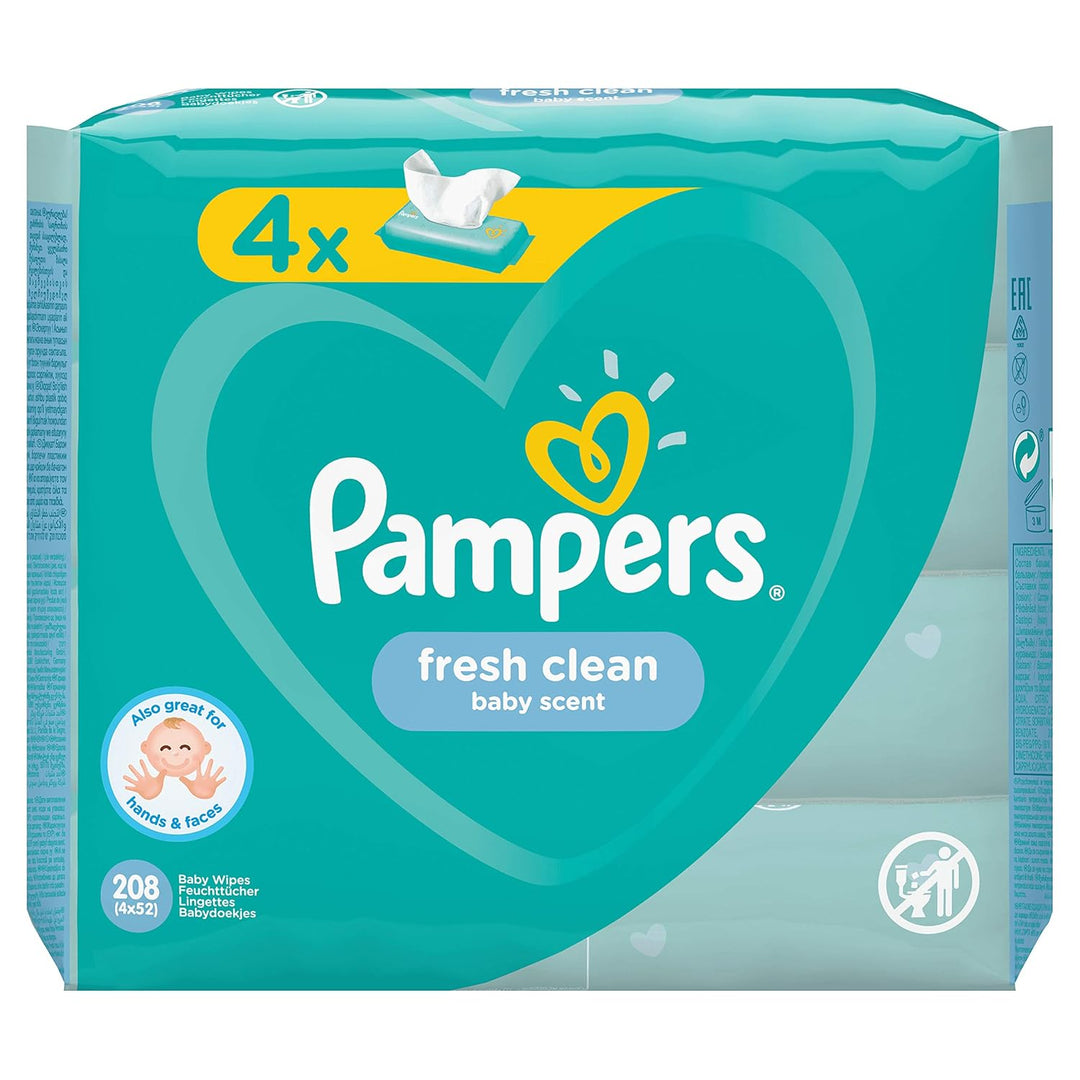 Pampers 81688043 Fresh Clean Baby Feuchttücher, weiss weiss 208 stück (1er Pack), weiß 208 st&#