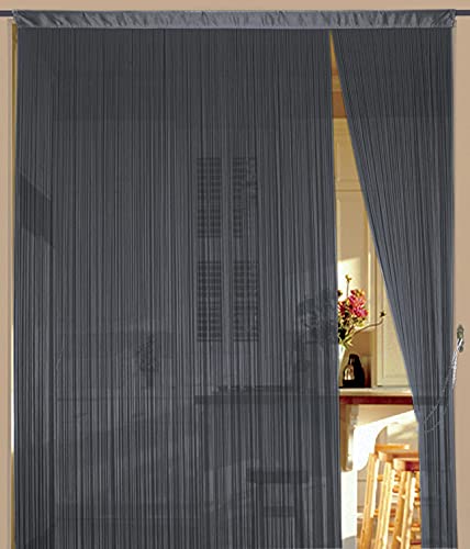 Kaikoon Fadenvorhang Fadenstore Messe B1 schwer entflammbar 150 cm x 300 cm (BxH) grau