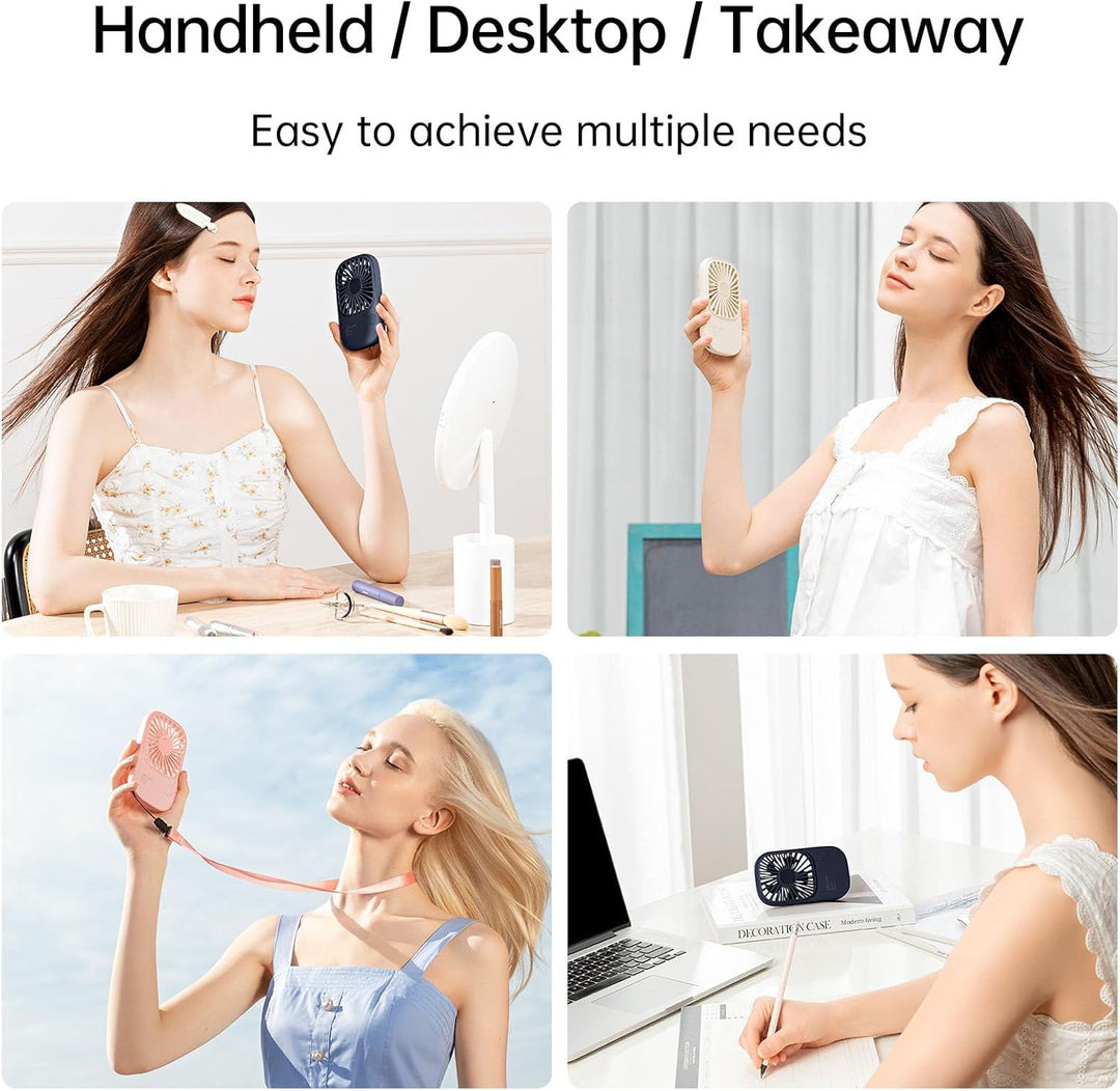 JISULIFE Handventilator, Mini Ventilator, Kleiner Tragbarer mit Halterung, Wiederaufladbarer USB Wim