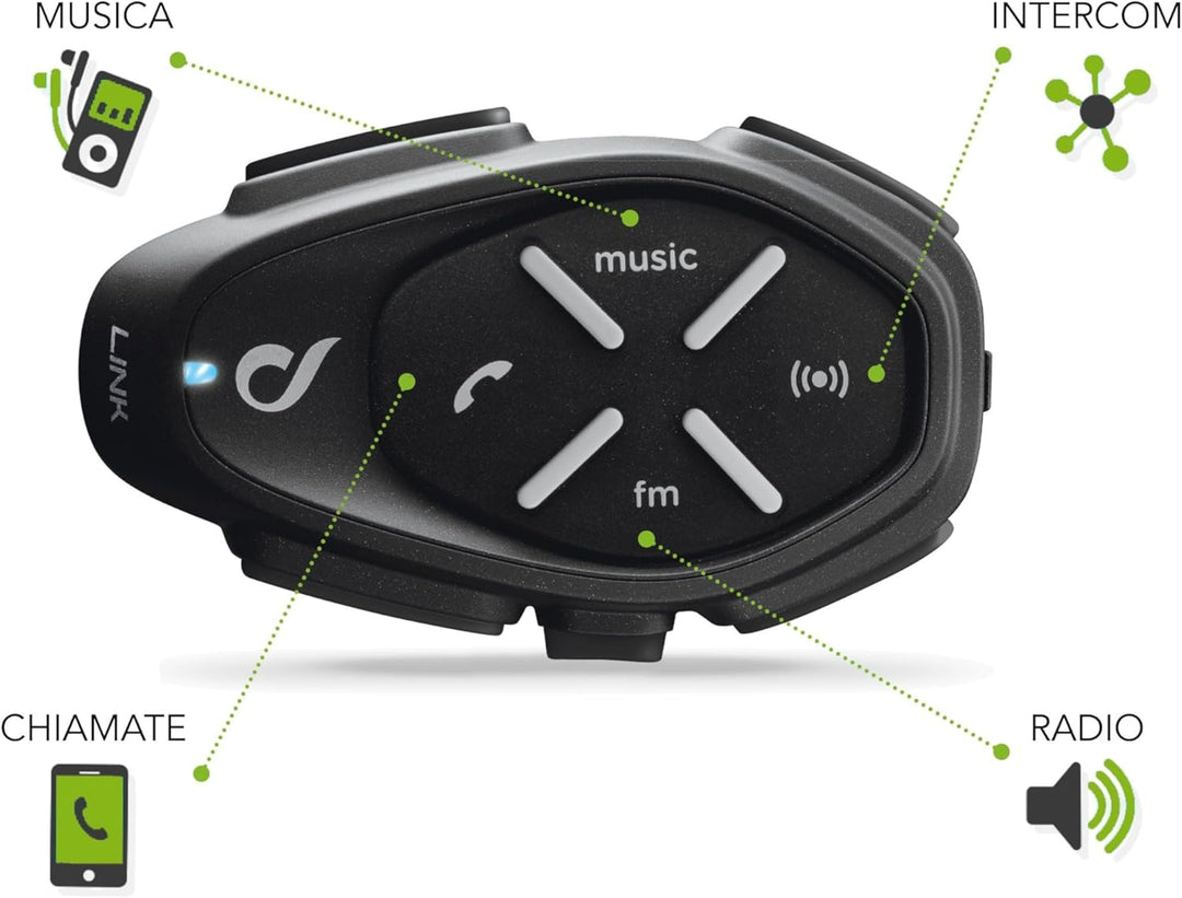 Interphone LINK | 2 Stück | Bluetooth-Kommunikationssystem für Motorräder - Bis zu 2 Reiters, 300Mt
