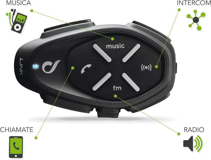Interphone LINK | 2 Stück | Bluetooth-Kommunikationssystem für Motorräder - Bis zu 2 Reiters, 300Mt