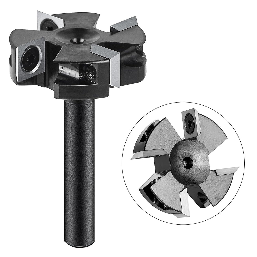 SpeTool Planfräser 8mm Schaft 40mm Durchmesser Flächenfräser für Oberfräse mit 4 austauschbaren Hart