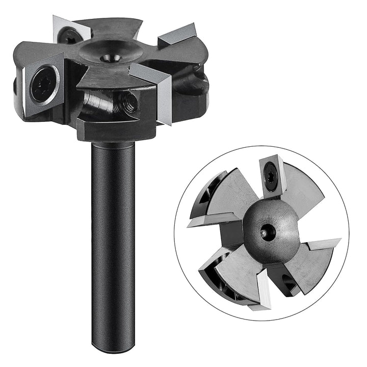 SpeTool Planfräser 8mm Schaft 40mm Durchmesser Flächenfräser für Oberfräse mit 4 austauschbaren Hart