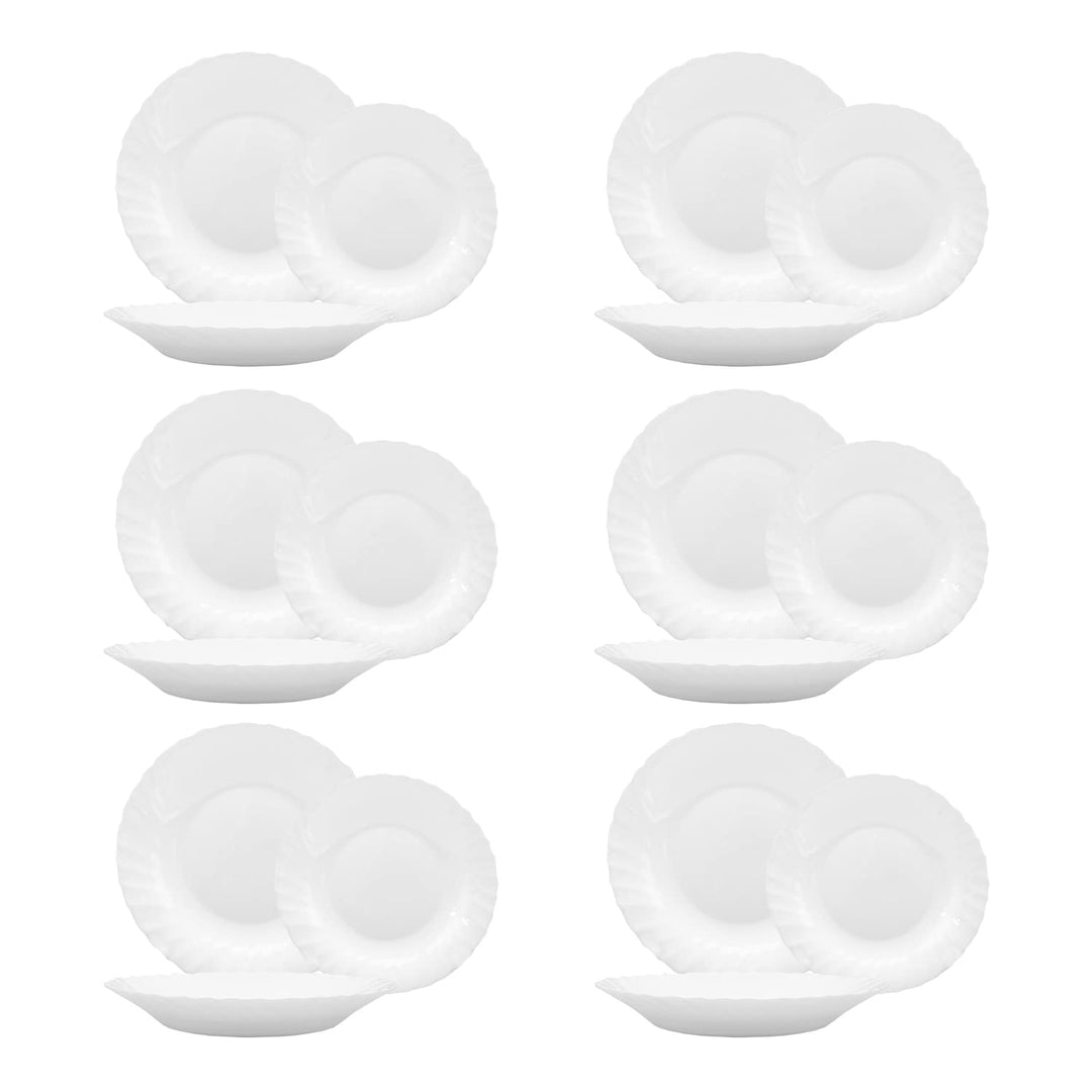 LGVSHOPPING Tafelservice Bormioli Prima Weiss 18 Stück für 6 Personen Arcopal