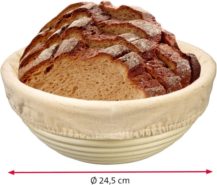 Westmark Gärköbchen-Set, 2tlg., Gärkörbchen rund + Bezug, Peddigrohr/Baumwolle, Hellbeige/Beige, 320