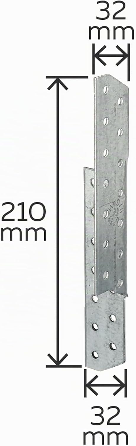 Alberts 846923 Sparren-Pfettenanker | links | sendzimirverzinkt | 32 x 32 x 210 mm | 25er Set 32 x 3