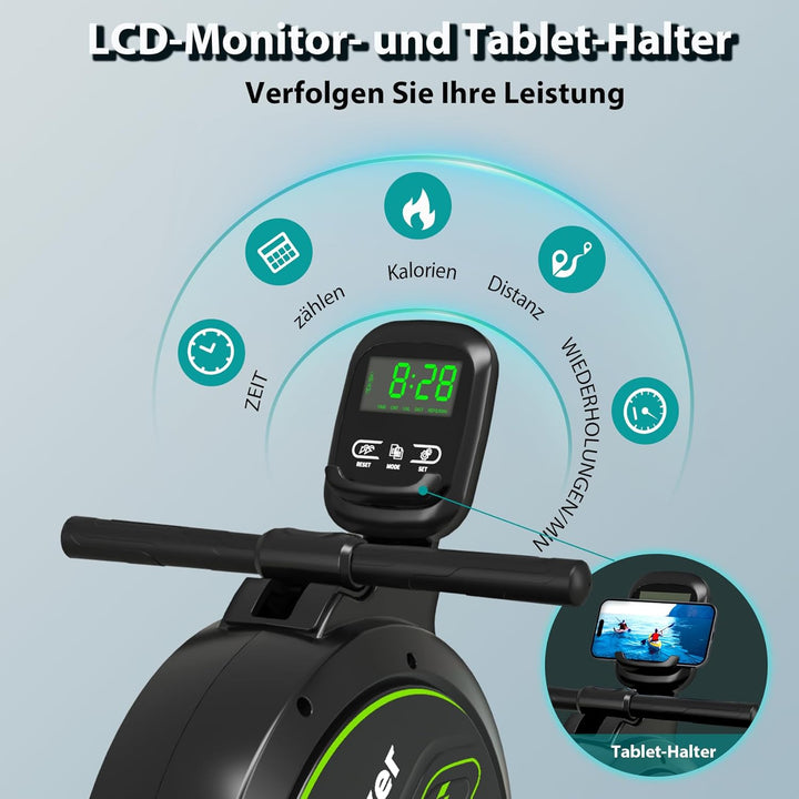 Wenoker Rudergerät für Zuhause, Leises Magnetisches Rudergerät mit APP & LCD-Display,16 Stufen Wider