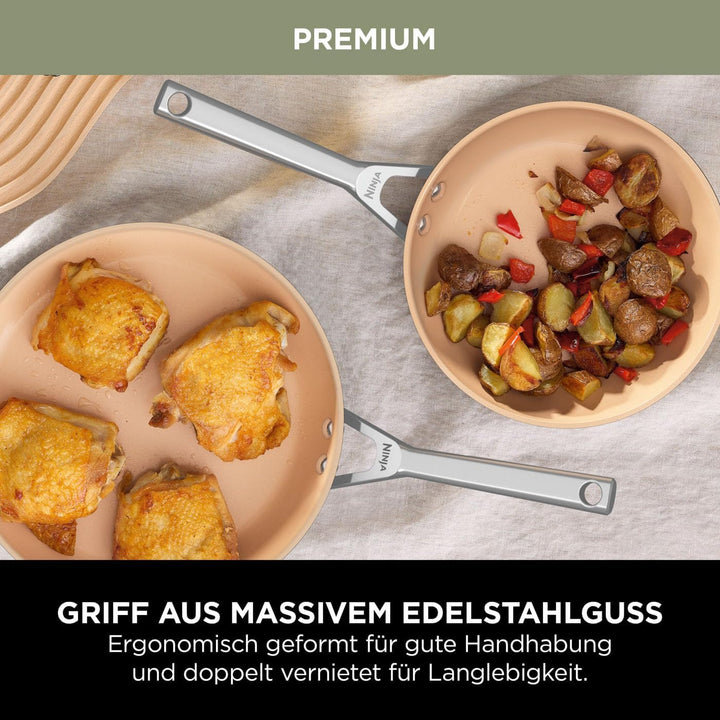 Ninja Extended Life 28cm Keramik-Wok, Wokpfanne antihaftbeschichtet (ohne PFAs, PFOAs, Blei, Cadmium