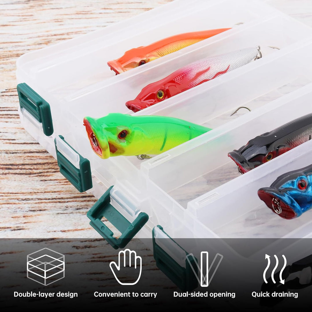 OriGlam Doppelseitige Angelköderbox, transparent, sichtbarer Angelköder, Tintenfisch, Jighaken aus K