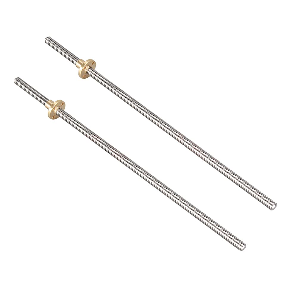 iYueMps 2 Set 200mm T8 Gewindespindel Set, 304 Edelstahl 8mm Gewindestange mit Messingmutter, Vertik