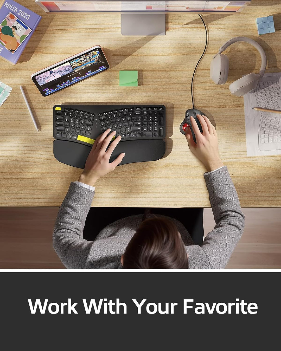 Nulea M509 Trackball Maus verdrahtet, Ergonomisches Design, Einfache Daumenkontrolle, Präzise und re