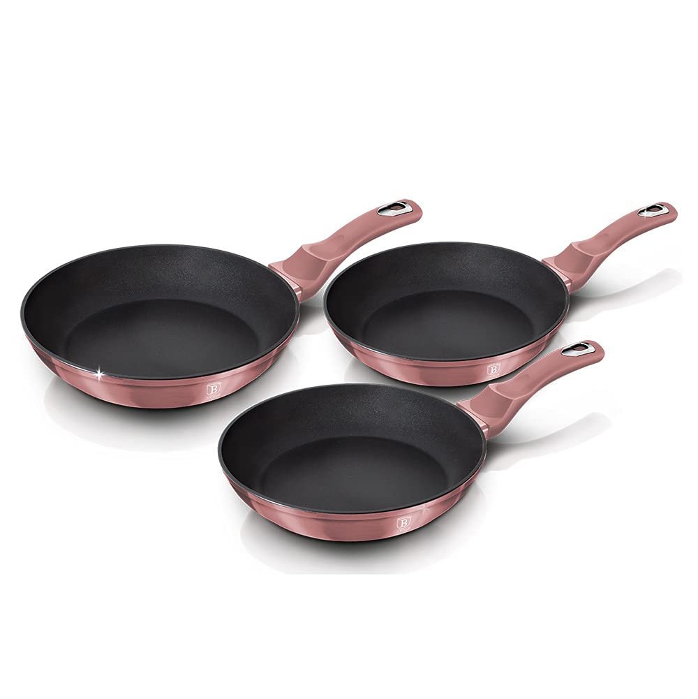 Berlinger Haus I-Rose Set 3 Bratpfannen Induktion 20-24-28cm, Aluminium, Antihaftbeschichtung Ökolog