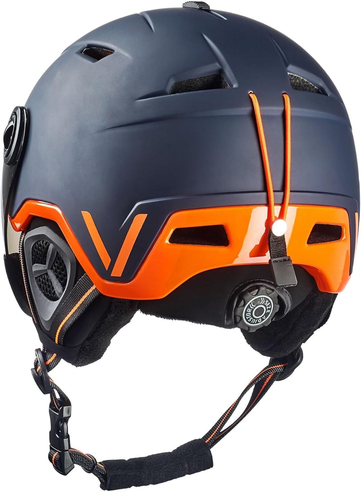 BLACK CREVICE Skihelm Vail I Skihelm mit Visier im Pilotenstyle I Skihelm Herren & Damen I Skihelm a