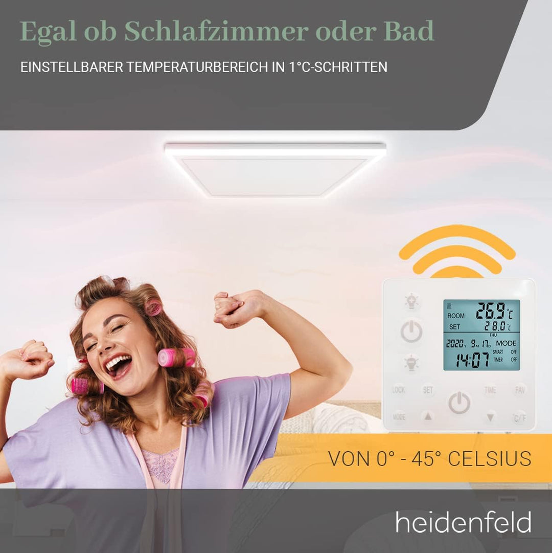 Heidenfeld Infrarotheizung HF-HP500 mit Licht | - LED Rahmen - Infrarot Deckenheiz