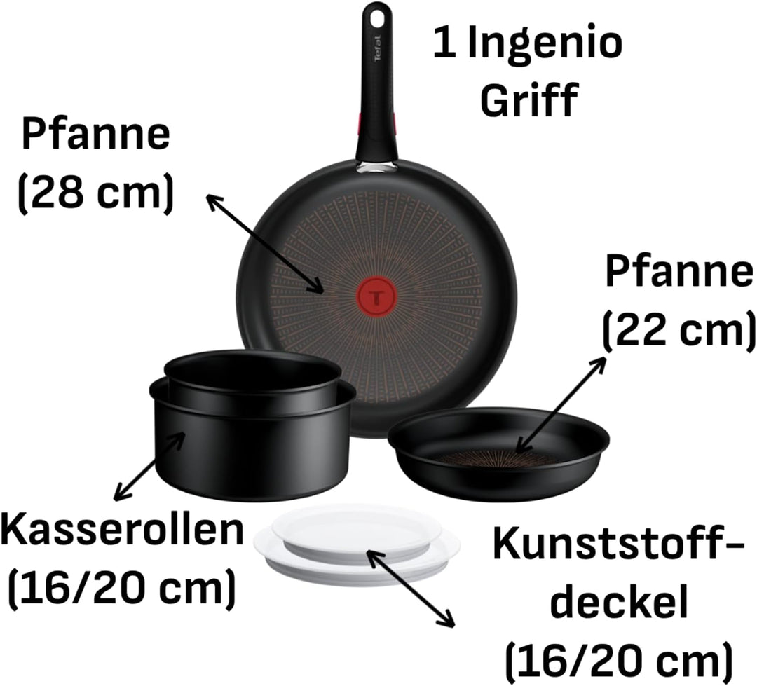 Tefal Ingenio Explore On 7-tlg. Kochgeschirr-Set, keramische Fusion Core Antihaftversiegelung, platz