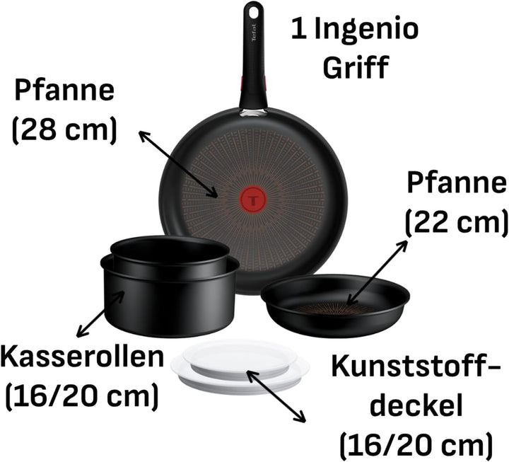 Tefal Ingenio Explore On 7-tlg. Kochgeschirr-Set, keramische Fusion Core Antihaftversiegelung, platz