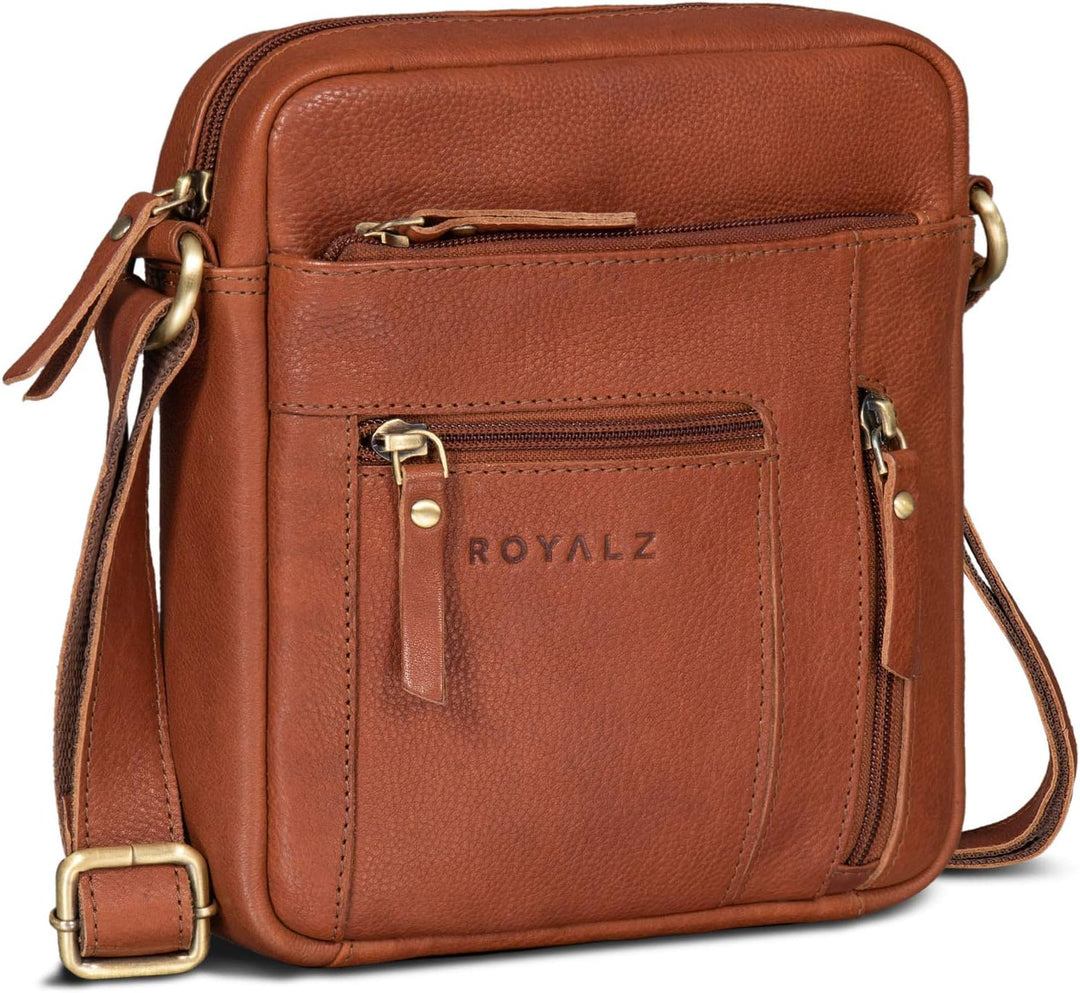ROYALZ 'Dallas' Kleine Umhängetasche Herren Leder Vintage Look Echtleder Männer Ledertasche Mini Sch
