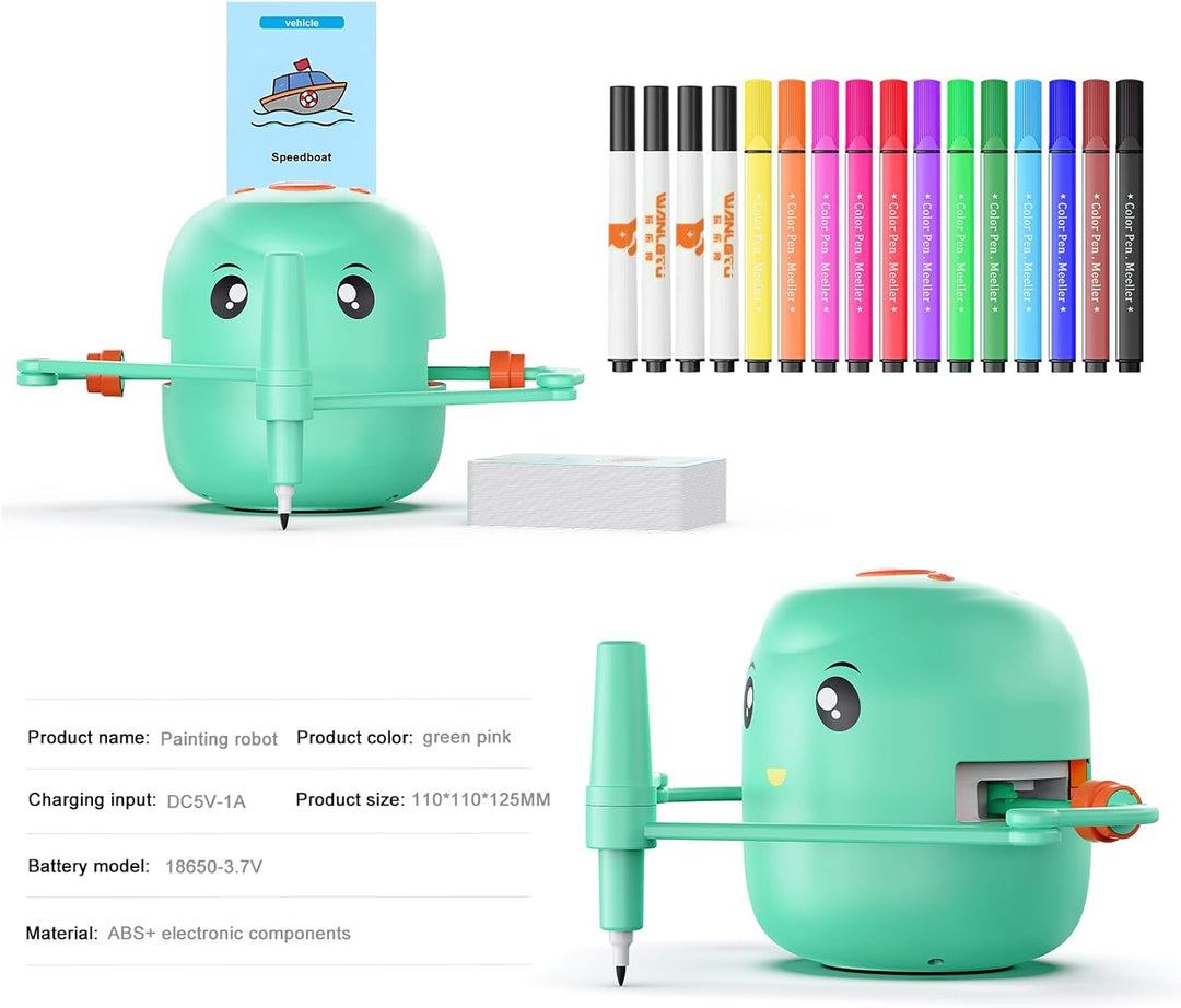 Zeichenroboter Kinder, Montessori-Lernspielzeug für Kinder ab 5 Jahren mit Sprachinteraktion, 16 Bun