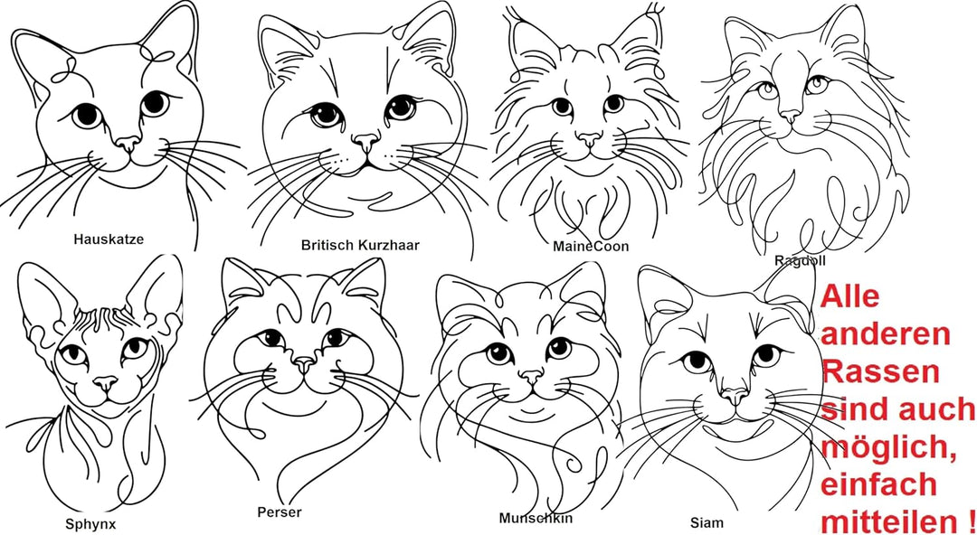 Wuff-Dogsworld Katzendecke mit Portrait Rasse und Namen Bestickt Geschenk Katzenbesitzer Kittendecke