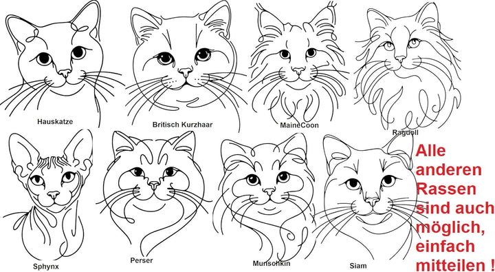 Wuff-Dogsworld Katzendecke mit Portrait Rasse und Namen Bestickt Geschenk Katzenbesitzer Kittendecke