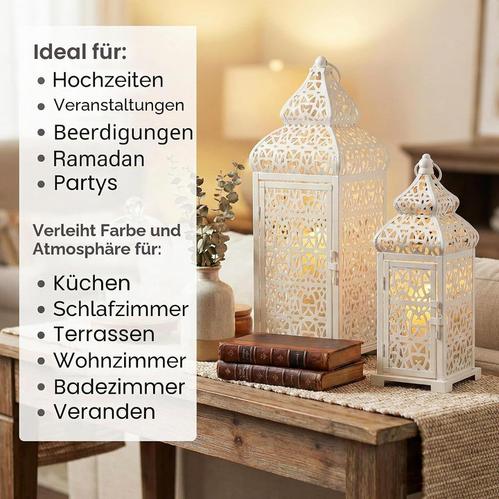 Vela Lanterns Temple Marokkanischer Stil Kerzenlaternen, weiss, 2 Stück Set of 2 Weiss, Set of 2 Wei