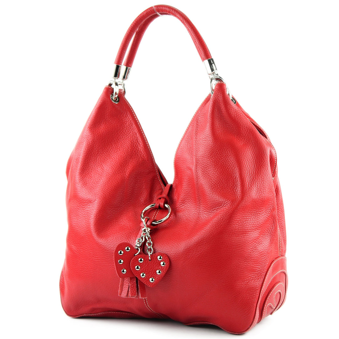 modamoda de - 330 - ital. Leder Damen Schultertasche Large Rot, Rot
