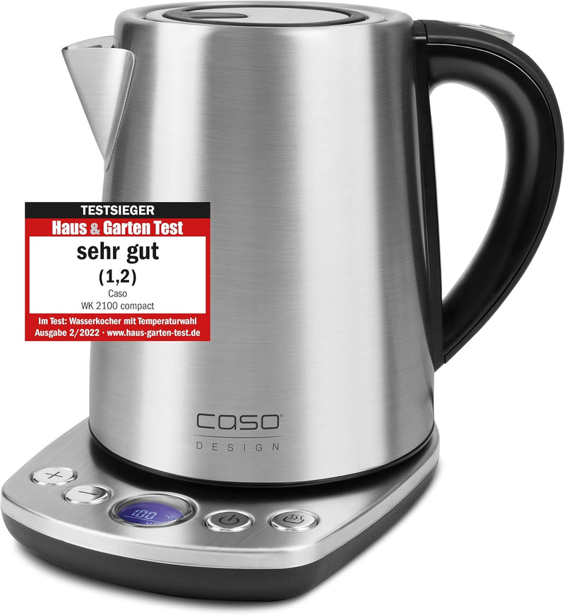 CASO WK 2100 compact-Design Wasserkocher, Leistungsstarke 2200 Watt, Kompakte Grösse mit 1,2 Liter K