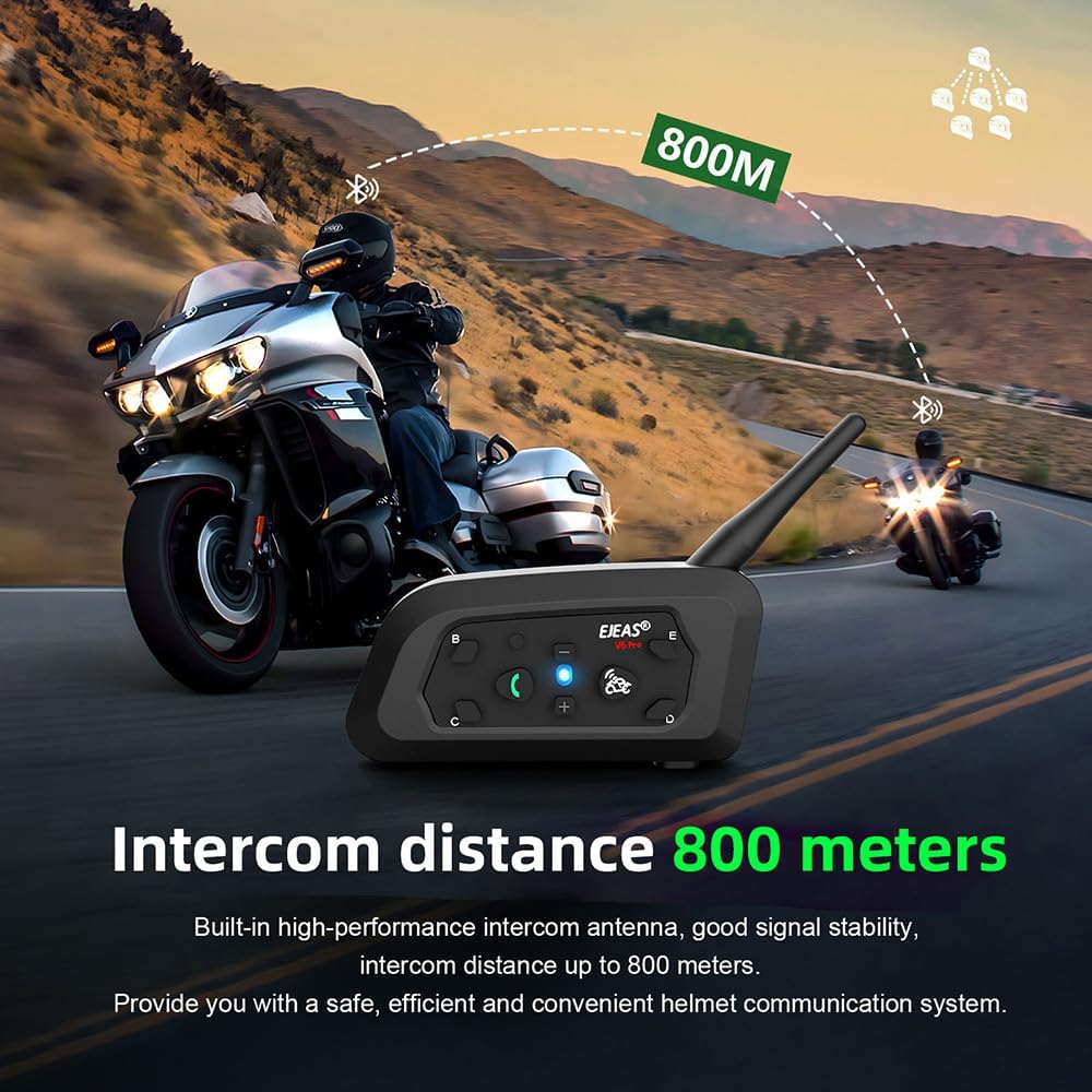 Qaurora V6 BT Interphone 1200M Bluetooth Motorrad Motorrad Helm Gegensprechanlage Headset mit Duplex