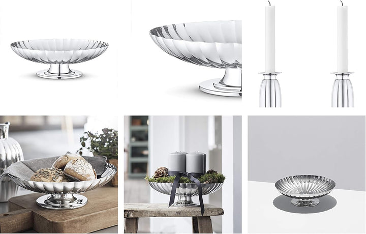 Georg Jensen Servierteller mit Standfuss, Edelstahl, Stainless Steel 28 x 28 x 8.5 cm