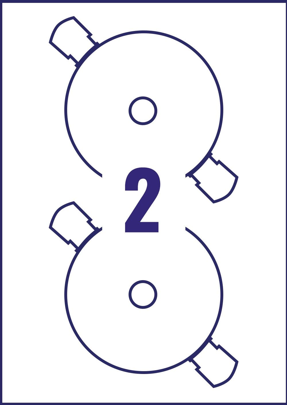 CD -Etikett Avery 117mm Fullizarce White 25 Vel 2 Etiketten pro Blatt