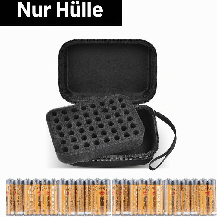 COMECASE Batterie Aufbewahrungsbox Batteriebox - Hält 48 Batterien AAA mit Handschlaufe - Schwarz S_