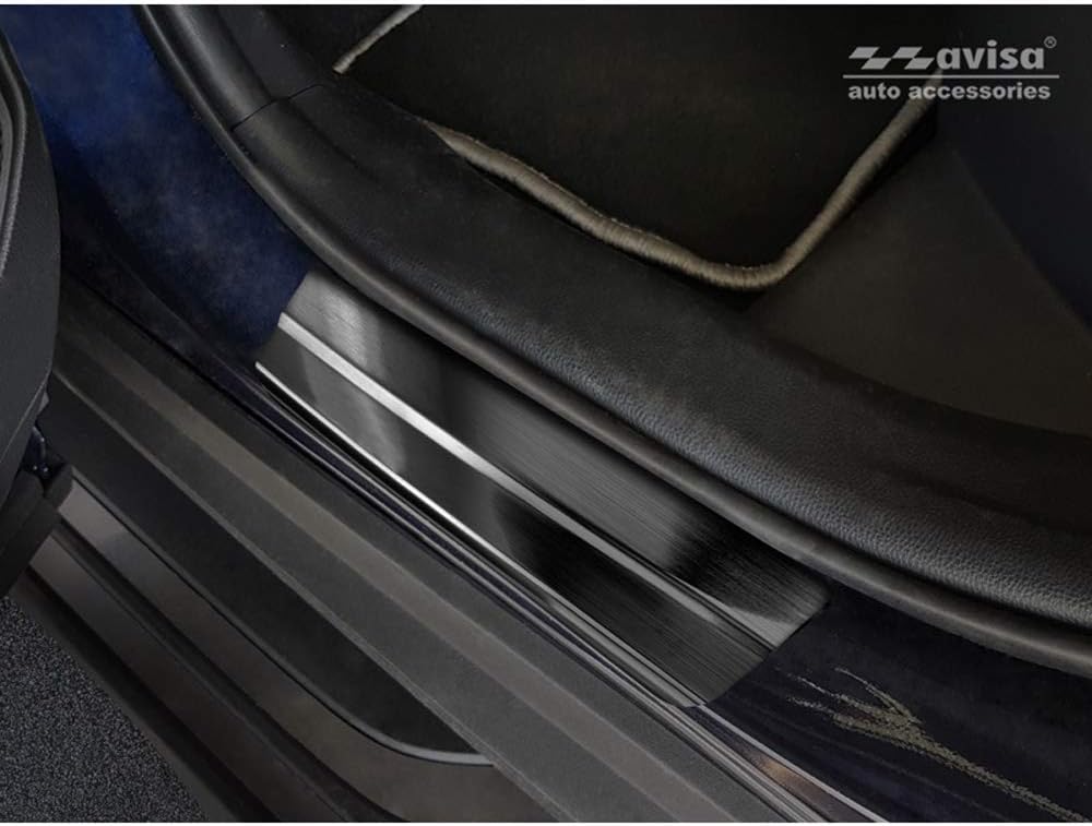 Black INOX Door sill Protectors Compatible with Toyota RAV4 (5th Gen.) 2018- & Suzuki Across 2020- -